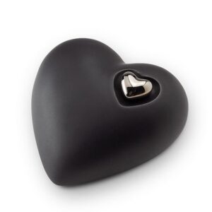 URNA PARA MASCOTAS CORAZÓN NEGRO/PLATA