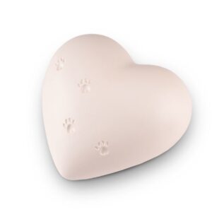 URNA PARA MASCOTAS CORAZÓN BLANCO