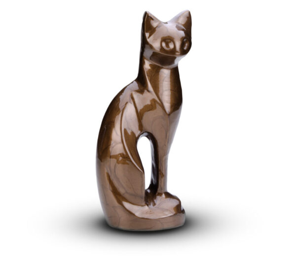 URNA FIGURA DE GATO MARRÓN