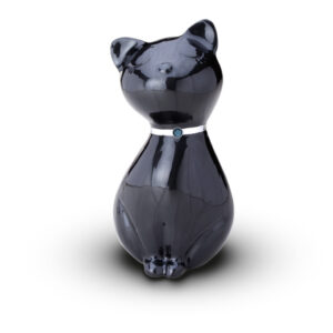 URNA DE GATO NEGRO CON CRISTAL DE SWAROVSKI