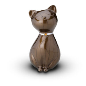 URNA DE GATO MARRÓN CON CRISTAL DE SWAROVSKI